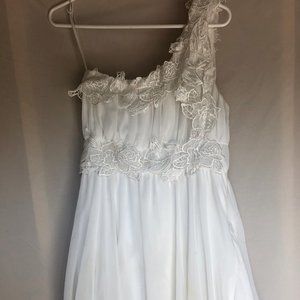White Flow Lace Detail Mini Dress